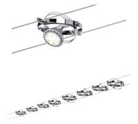 Paulmann 94153 Cable Lighting System - Cardan Set Ceiling Light Metal Wire System for Dimmable GU5.3 LED Lamps - Suitable for Max 8 x 10 Watt Bulbs, Comes Without Bulbs - Matt Chrome