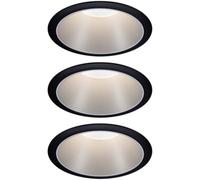Paulmann Cole Coin Recessed Spotlight, 3 Levels, Dimmable, Diameter 88 mm, 3 x 6.5 W, 460 lm, IP44 Splash Protection, 2700 Kelvin, Matte Black/Silver, Recessed Light