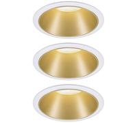 Paulmann 93406 Cole - LED Ceiling Light with 3-Stage Dimmable Spotlight - Round Recessed Luminaire with 2700 K Warm White Light - Set of 3 - White/Gold Matt [Energy Class G]