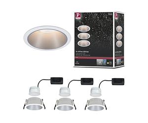 Paulmann EBL Set Cole Coin 3x6W 2700K IP44 White matt/Silver matt | Dimmable via light switch, warm white light, IP44, for ceiling mounting, replaceable LED Coins