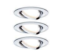 Paulmann EBL Set Nova Plus Coin, dimmable, Round, 3x6W, 2700K, Chrome | Set of 3 lights, dimmable, swivelling, IP23, for direct 230V connection, warm white light