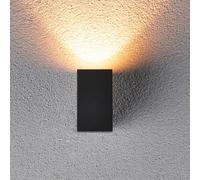 Paulmann Flame LED outdoor wall lamp, black, height 8 cm, IP44