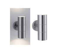 Paulmann Flame outdoor wall lamp, 2-bulb, stainless steel