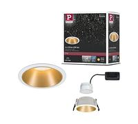 Paulmann LED Downlight Cole 3 Step Dim 6W 2700K White matt Gold | Includes replaceable LED light bulb, IP44, dimmable via light switch, for ceiling mounting