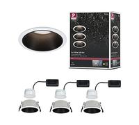Paulmann LED Downlight Cole Set of 3 2700K White matt/Black | Dimmable via light switch, IP44, warm white light, replaceable LED Coins, for ceiling mounting