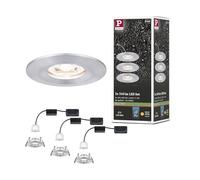 Paulmann LED Downlight Nova mini Coin 3x4W 2700K Turned Aluminium | Set of 3 lights, IP44, for ceiling mounting, lifetime 30,000 hours, warm white