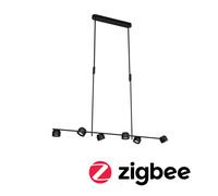 Paulmann LED pendant light Puric Pane, black, 6-bulb, smart