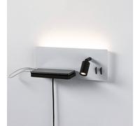 Paulmann LED wall light Serra, left, USB-C, white/black