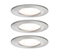 Paulmann Nova 3-pack round fixed spotlights, iron, IP44, GU10 dimmable