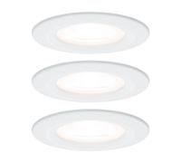 Paulmann Nova 3-pack round fixed spotlights, white, IP44, GU10 dimmable