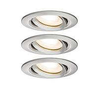 Paulmann Nova 92900 LED Recessed Spotlight Round IP65 7W Set of 3 Including GU10 Bulbs Pivotable Recessed Light Aluminium 7 W Brushed
