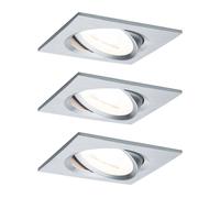 Paulmann Nova Coin 3-light spotlights, angular, dimmable, brushed aluminium,