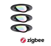 Paulmann Nova Coin Smart Black RGBW LED Recessed Light, Set of 3, 8.4 cm