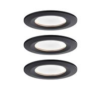 Paulmann Nova LED Downlight 3x6W 2700K Black matt | Set of 3 lights, IP44, for direct 230V connection, warm white light, long-life LED light bulbs