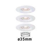 Paulmann 94299 Nova Mini LED recessed luminaire Coin Round Rigid incl. 3x4 watt recessed Ceiling Spotlight White matt recessed lamp Aluminium Warm White 2700 K