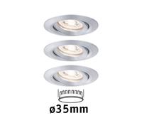 Paulmann 94297 Nova Mini LED recessed luminaire Coin Round swivelling incl. 3x4 watt recessed Ceiling Spotlight Turned Aluminium recessed lamp Aluminium Warm White 2700 K