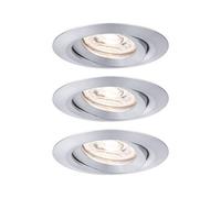 Paulmann 94297 Nova Mini LED recessed luminaire Coin Round swivelling incl. 3x4 watt recessed Ceiling Spotlight Turned Aluminium recessed lamp Aluminium Warm White 2700 K
