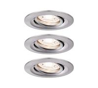 Paulmann 92973 Nova mini Plus LED recessed luminaire Coin EasyDim Round swivelling incl. 3x4.2 watt dimmable recessed Ceiling Spotlight Brushed Iron recessed lamp Aluminium Warm White 2700 K