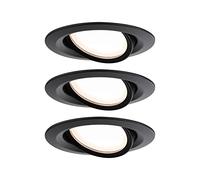 Paulmann Nova plus LED downlight, set of 3, 2700K, black matt | Dimmable, IP23 splash-proof, very slim, for ceilings with a 30mm cavity, with LED module