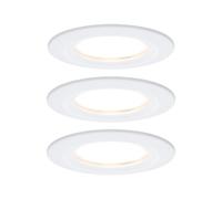 Paulmann Nova Plus LED Downlight, Set of 3, 2700K, White matt | Set of 3 lights, dimmable, IP44 splash-proof, for direct 230V connection, very slim for shallow cavities