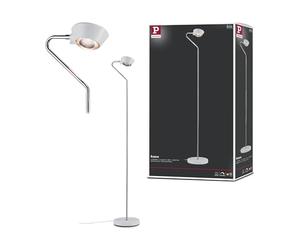 Paulmann Ramos 70920 LED Floor Lamp Including 1 x 7.5 / 1 x 3.5 Watt Dimmable Floor Lamp White Matt Chrome Floor Lamp 2700 K