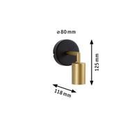 Paulmann Ravi wall light E27, black/matt gold