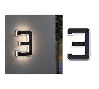 Paulmann LED Solar House Number 3 IP44 Warm White Replaceable Battery Black Plastic Solar Light 3000 K
