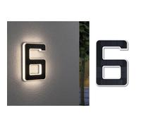 Paulmann LED Solar House Number 6 IP44 Warm White 3000K Black Plastic Solar Light 0.2W 16cm x 23cm Outdoor Wall Mount
