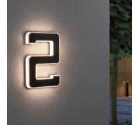 Paulmann 79843 LED Solar House Number 2 IP44 Warm White Replaceable Battery incl. 1x0.2 watt Solar luminaire Black Solar lamp Plastic Solar Light 3000 K