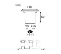 Paulmann 93788 recessed Floor luminaire Set recessed Spotlight 230V LED spot Warm White Stainless Steel 1-Piece Set 1x1.2W 230V incl. lamp Outdoors