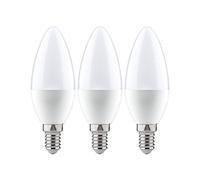 Paulmann Standard 230v led Bulb Candle, Pack of 3, E14, 5.5W, 2700K, Opal | All-round room lighting, 3 x 470 lm, eye friendly, suitable for E14 sockets