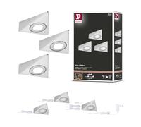 Paulmann Triassic 92126 LED Under Cabinet with Proximity Sensor Kit 34000K 2.7W 135x132mm 185lm Brushed Steel Surface Mounted Light for Furniture