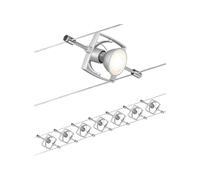 Paulmann 94152 Cable Lighting System - Mac II Set Ceiling Light Metal Wire System for GU5.3 LED Lamps - Suitable for Max 7 x 10 Watt Bulbs, Comes Without Bulbs - Matt Chrome