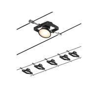 Paulmann 94434 CorDuo Cable Lighting System - Mac II DC Extendable Ceiling Light Metal Wire System for GU5.3 LED Lamps - Suitable for Max 5 x 10 Watt Bulbs, Comes Without Bulbs - Matt Black Chrome