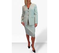 Paulo Due 2 Piece V Neck Jacket And Midi Skirt Suit In Light Green Light Green