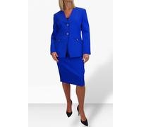 Paulo Due 2 Piece V Neck Jacket And Midi Skirt Suit In Royal Royal