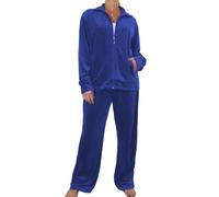 Paulo Due 2 Piece Velour Tracksuit Set In Blue Blue 22-24