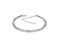Paulo Due 2 Row Diamante Necklace - Silver