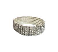 Paulo Due 5 Row Stretchy Diamante Bracelet In Silver Silver