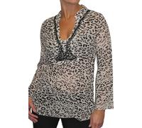 Paulo Due Animal Print Chiffon Tunic Shirt In Black Black