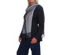 Paulo Due Block Stripe Animal Print Scarf In Grey Grey