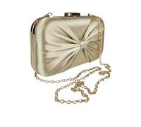 Paulo Due Bow Satin Clutch Bag - Gold