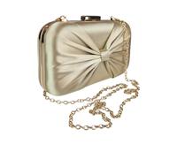Paulo Due Bow Satin Clutch Bag In Gold Gold