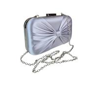 Paulo Due Bow Satin Clutch Bag - Silver