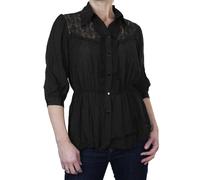 Paulo Due Crochet Lace Shirt In Black Black M/L