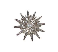 Paulo Due Diamante Daisy Style Flower Brooch In Silver Silver