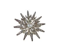 Paulo Due Diamante Daisy Style Flower Brooch - Silver