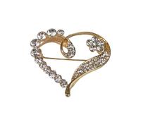 Paulo Due Diamante Love Heart Brooch Pin - Gold