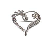 Paulo Due Diamante Love Heart Brooch Pin In Silver Silver