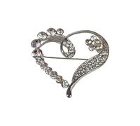 Paulo Due Diamante Love Heart Brooch Pin - Silver